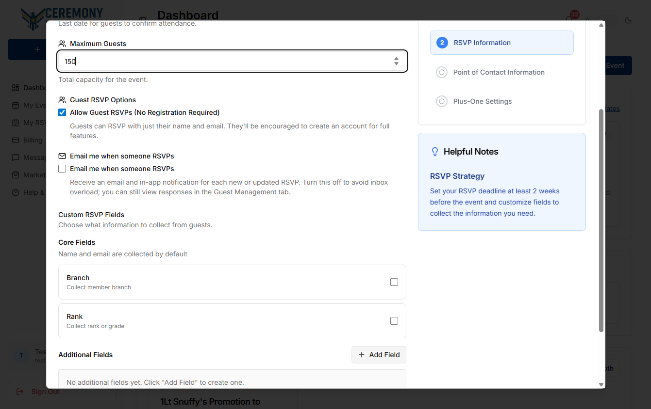 Create an Event step 3