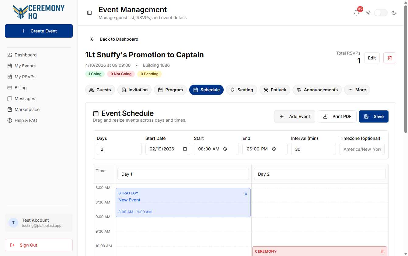 Event Schedule step 3